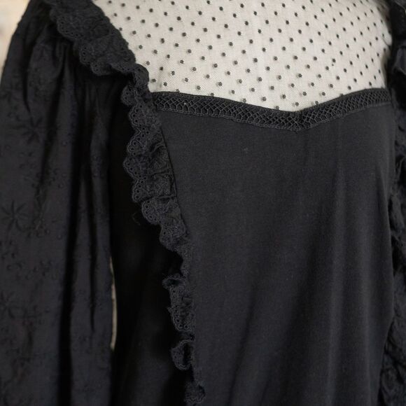 MARC New York Black Eyelet Lace Long Sleeve Shirt‎ size S - Picture 6 of 13